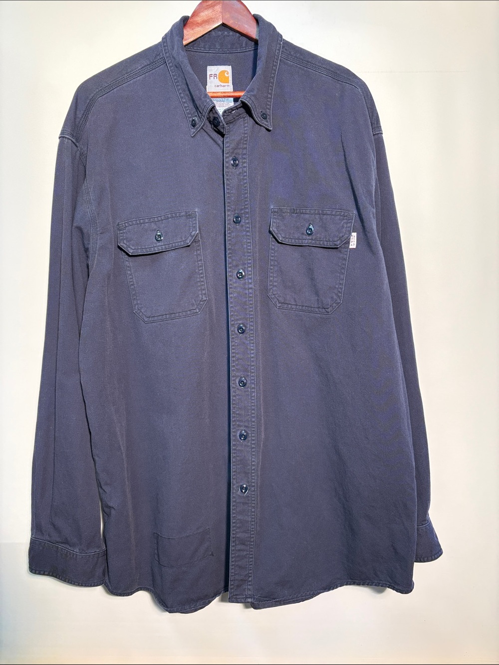 Carhartt Flame Resistant Men's Dark Navy Button-Up Work Shirt